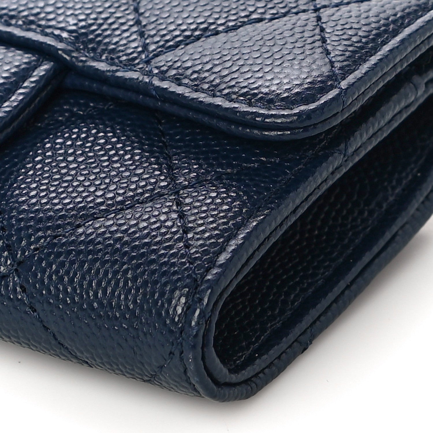 Chanel Caviar Quilted Flap Card Holder Wallet Navy Blue 6 of 12