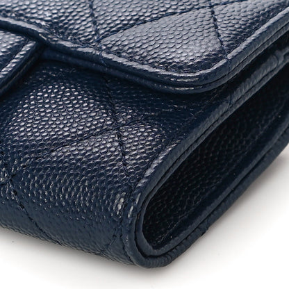 Chanel Caviar Quilted Flap Card Holder Wallet Navy Blue 6 of 12