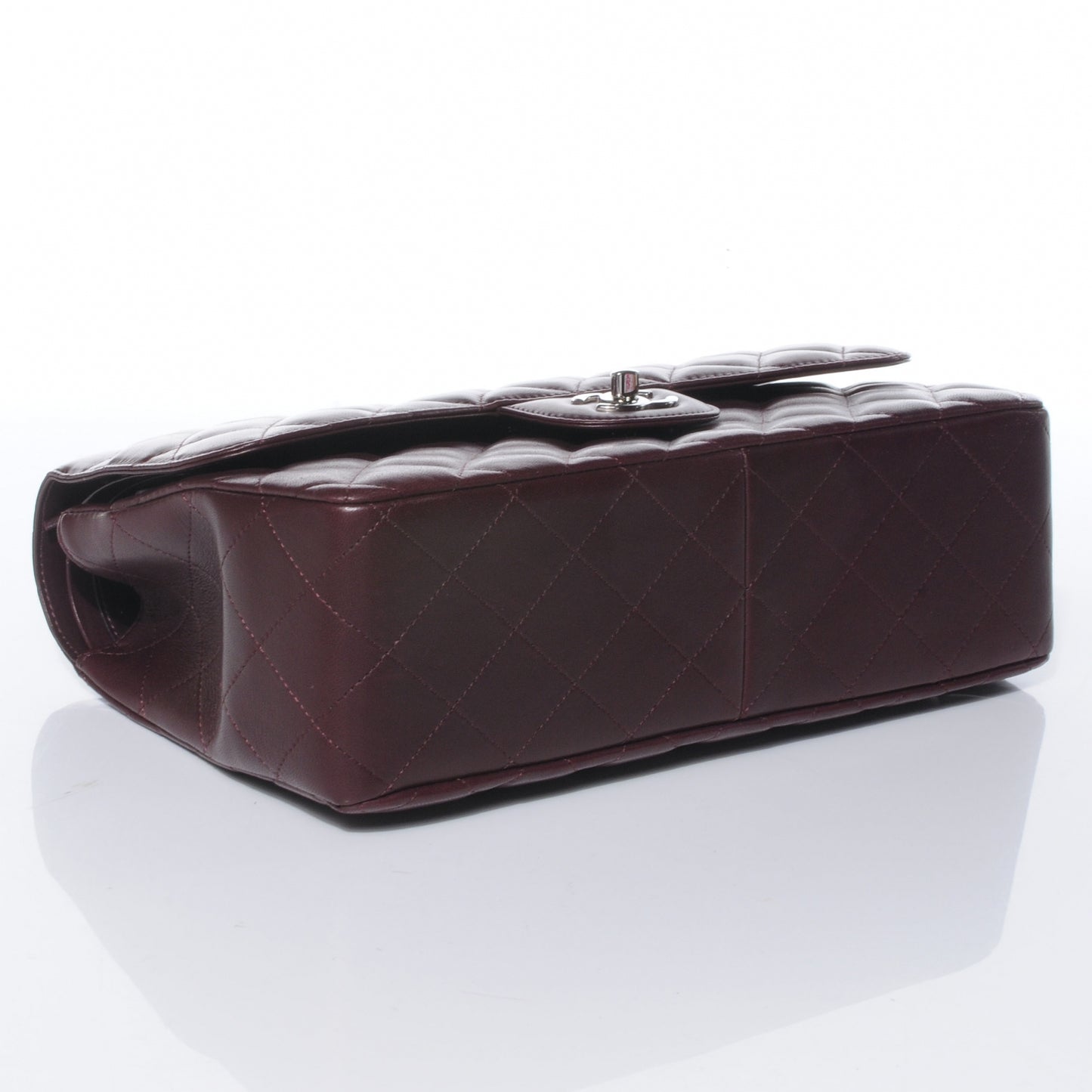 Lambskin Quilted Jumbo Double Flap Bordeaux