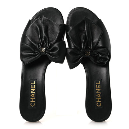 Chanel Lambskin Bow CC Mules 39.5 Black 2 of 11