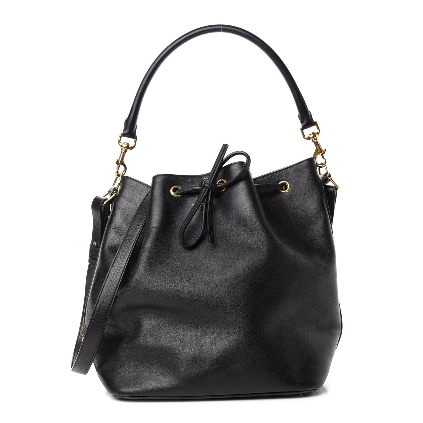 Calfskin Large Emmanuelle Bucket Bag Black