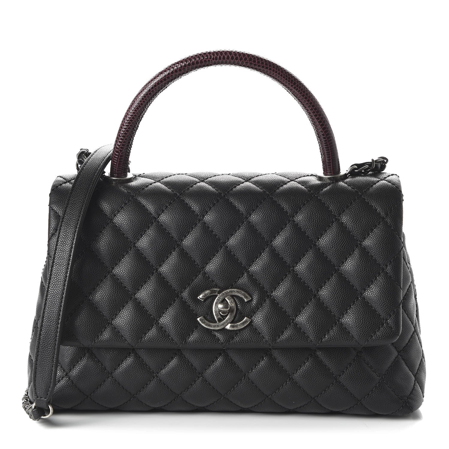 Chanel Caviar Lizard Quilted Small Coco Handle Flap Black 1 of 11