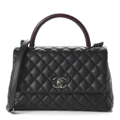 Chanel Caviar Lizard Quilted Small Coco Handle Flap Black 1 of 11