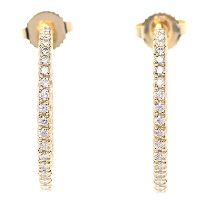 Tiffany 18K Yellow Gold Diamond Medium Metro Hoop Earrings 1 of 7