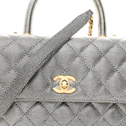 Chanel Metallic Caviar Quilted Mini Coco Handle Flap Silver 9 of 12