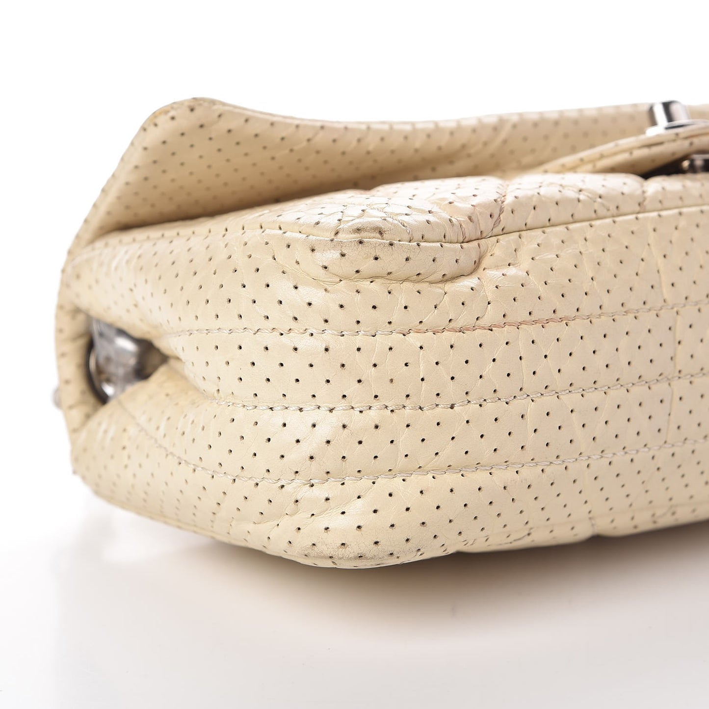 Aged Calfskin Perforated Small Flap Beige Clair