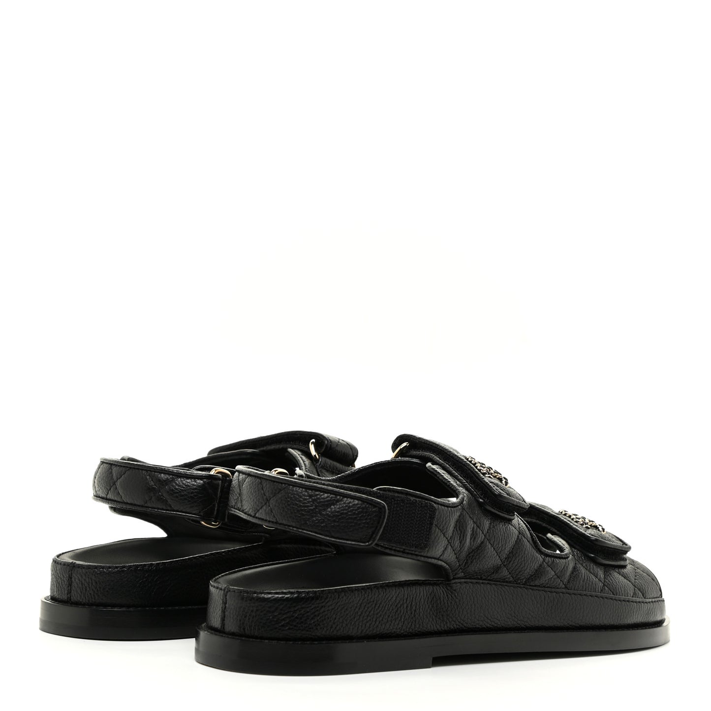 Grained Calfskin Velcro Dad Sandals 37.5 Black