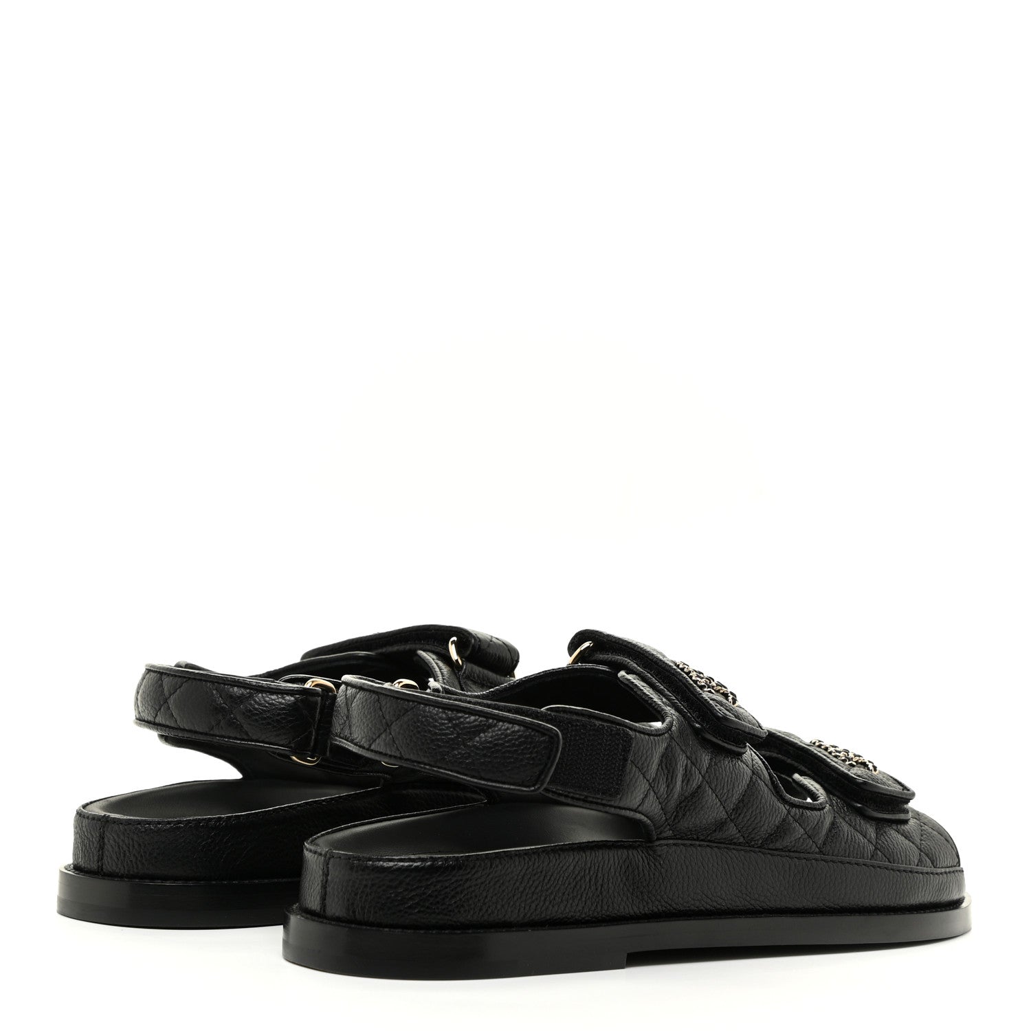 Chanel Grained Calfskin Velcro Dad Sandals 37.5 Black 4 of 11