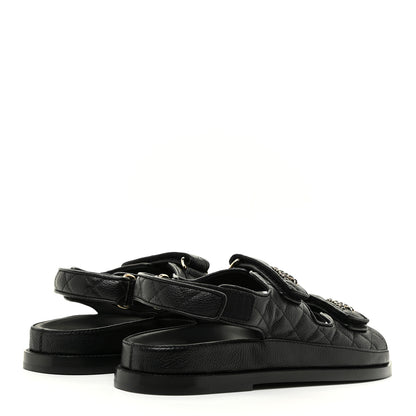 Chanel Grained Calfskin Velcro Dad Sandals 37.5 Black 4 of 11