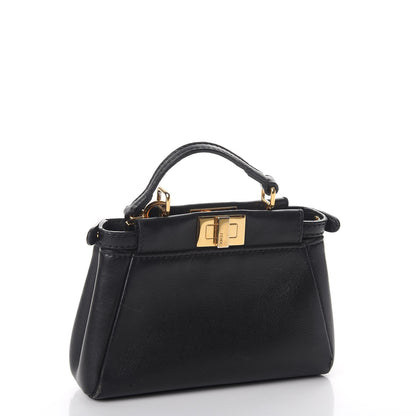Fendi Nappa Micro Peekaboo Iconic Satchel Black 3 of 12