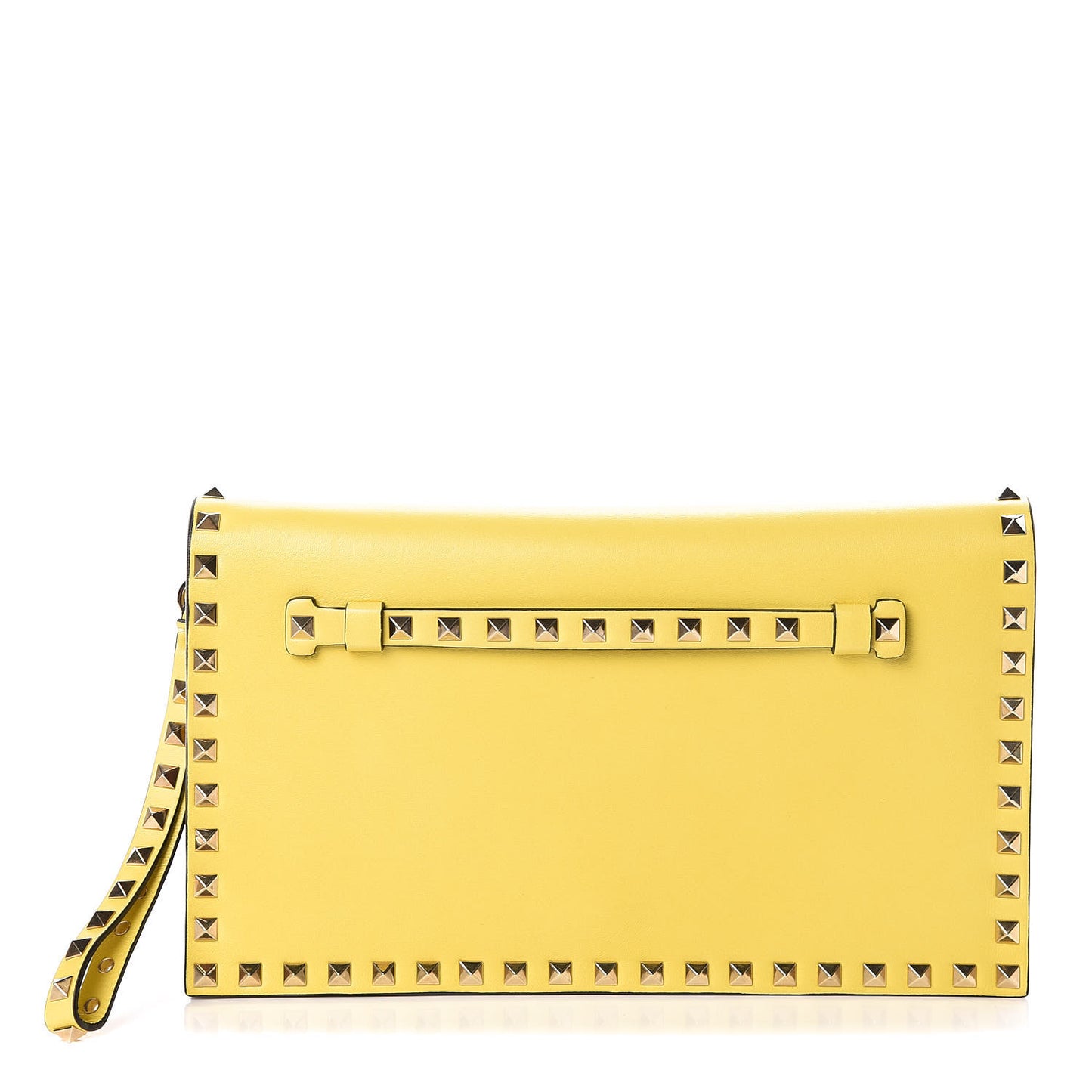 Nappa Rockstud Wristlet Clutch Naples Yellow