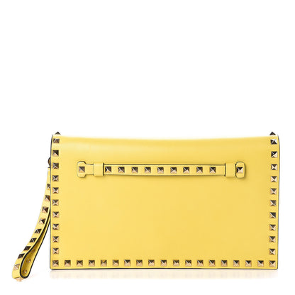 Valentino Garavani Nappa Rockstud Wristlet Clutch Naples Yellow 1 of 10