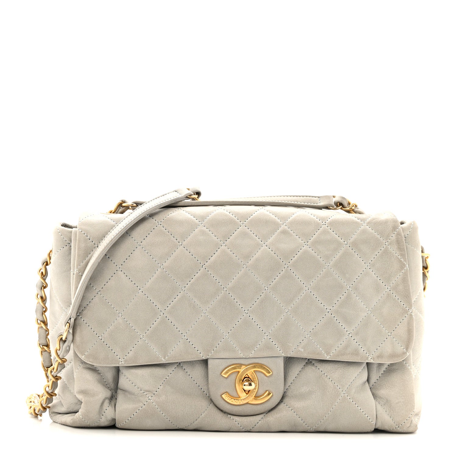 Chanel Iridescent Calfskin Quilted Large Accordion Flap Grey 1 of 11