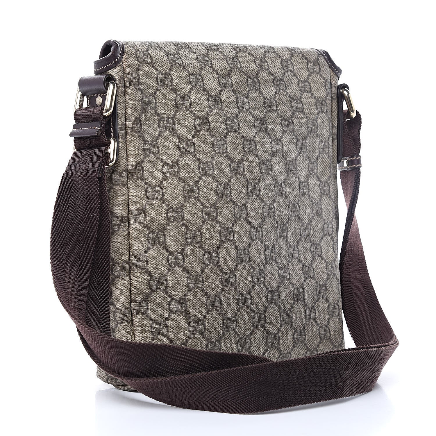 Gucci GG Plus Monogram Small Flap Messenger Bag Beige Dark Brown 3 of 13