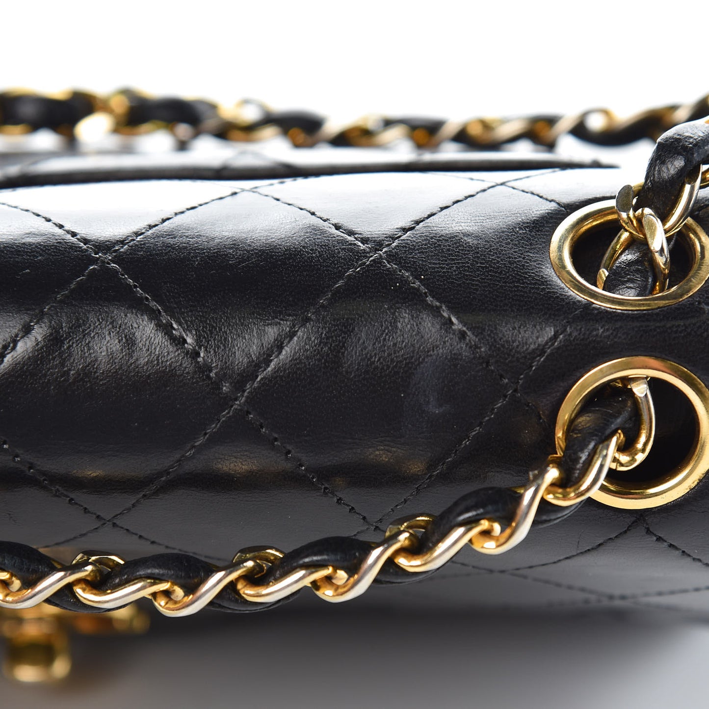Lambskin Quilted Small Double Flap Black