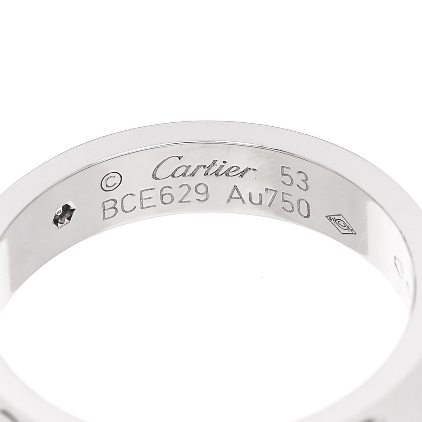 18K White Gold Diamond 4mm LOVE Wedding Band Ring 53 6.5