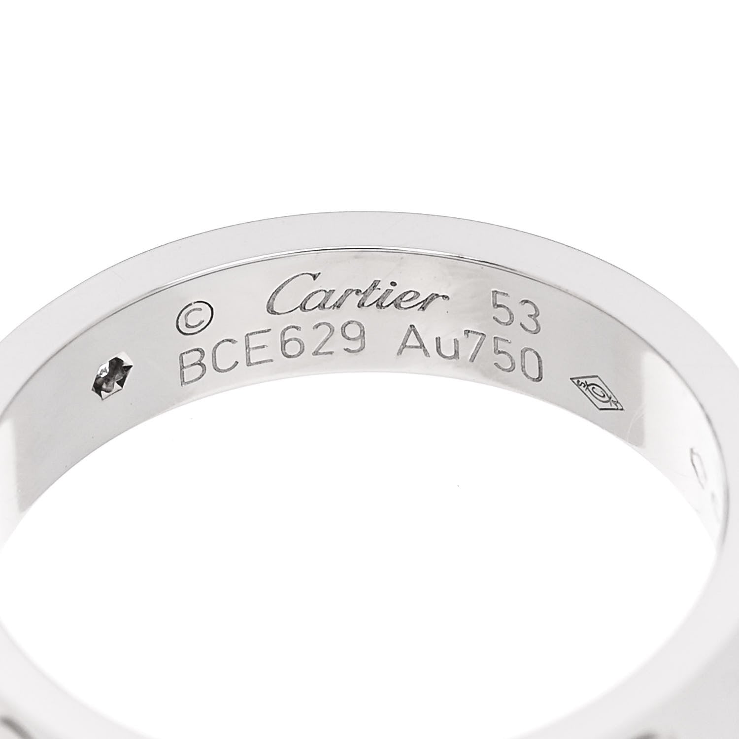 Cartier 18K White Gold Diamond 4mm LOVE Wedding Band Ring 53 6.5 4 of 4