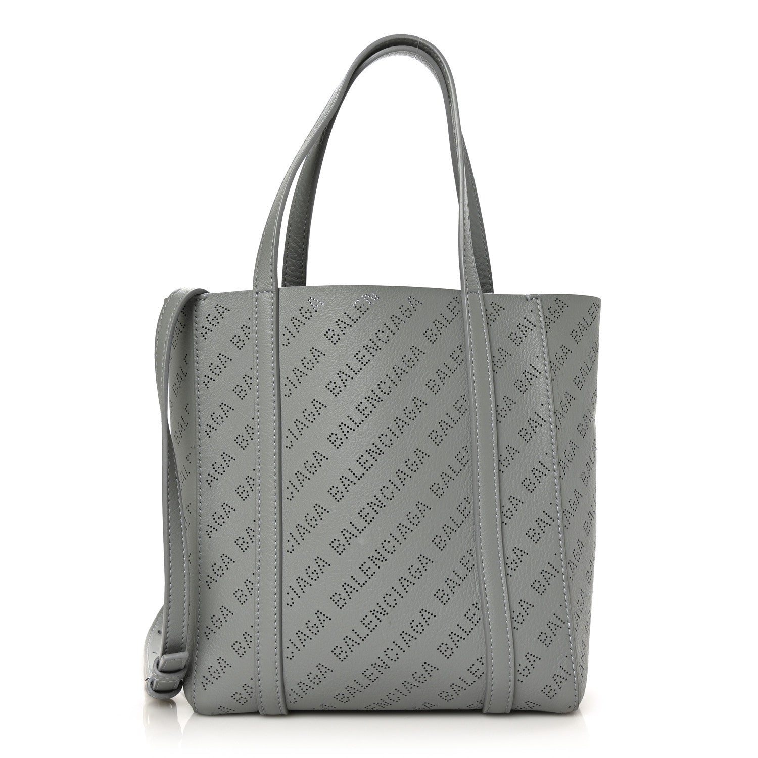 Balenciaga Smooth Calfskin Logo Perforated XXS Everyday Tote Gris Cendre 1 of 5