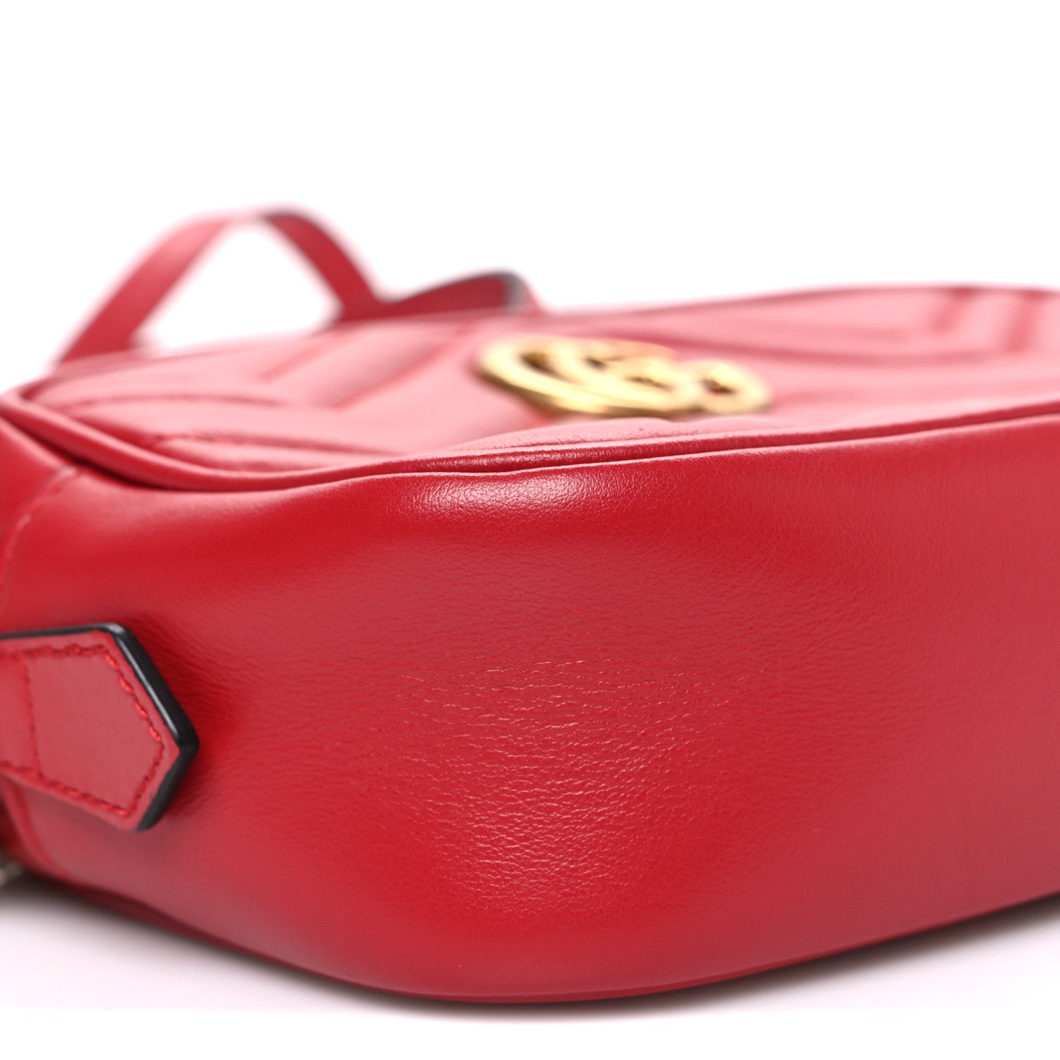 Gucci Calfskin Matelasse Mini GG Marmont Chain Shoulder Bag Hibiscus Red 9 of 10