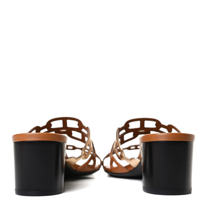 Hermes Metallic Nappa Tandem Sandals 37 Multicolor Beige Dore 6 of 11
