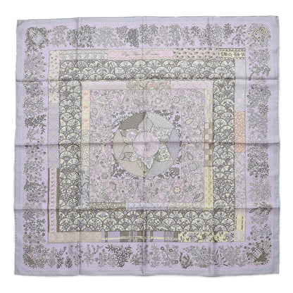 Hermes Silk Pique Fleuri de Provence Scarf 90 Gris Perle Lilac Rose Poudre 1 of 4