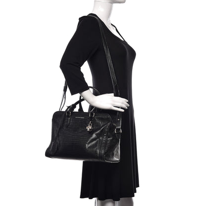 Alexander McQueen Calfskin Lizard Embossed Small Skull Padlock Zip Around Tote Black 2 of 12