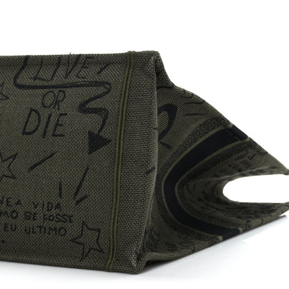Christian Dior Canvas Embroidered Graffiti Book Tote Vert 8 of 9