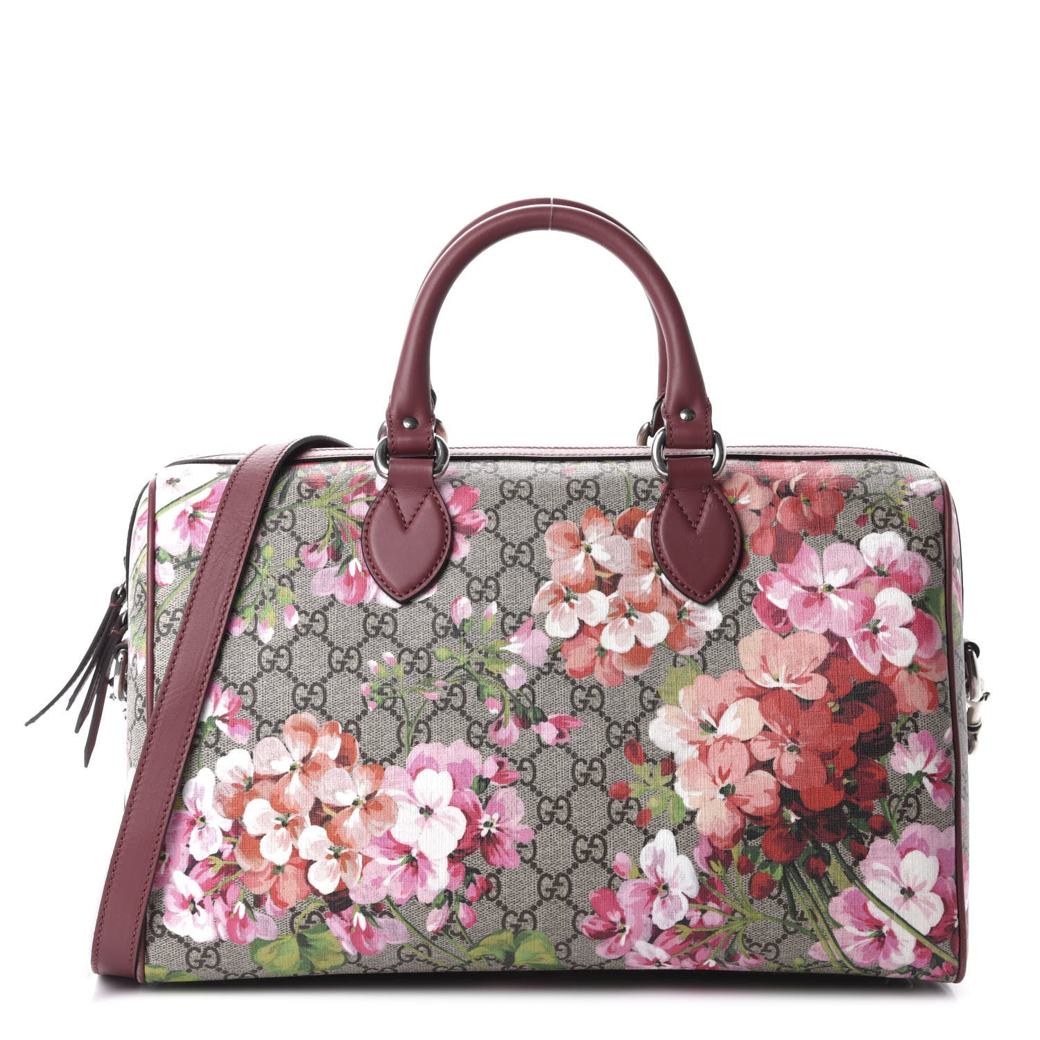 Gucci GG Supreme Monogram Blooms Medium Boston Beige Multicolor Dry Rose 1 of 11