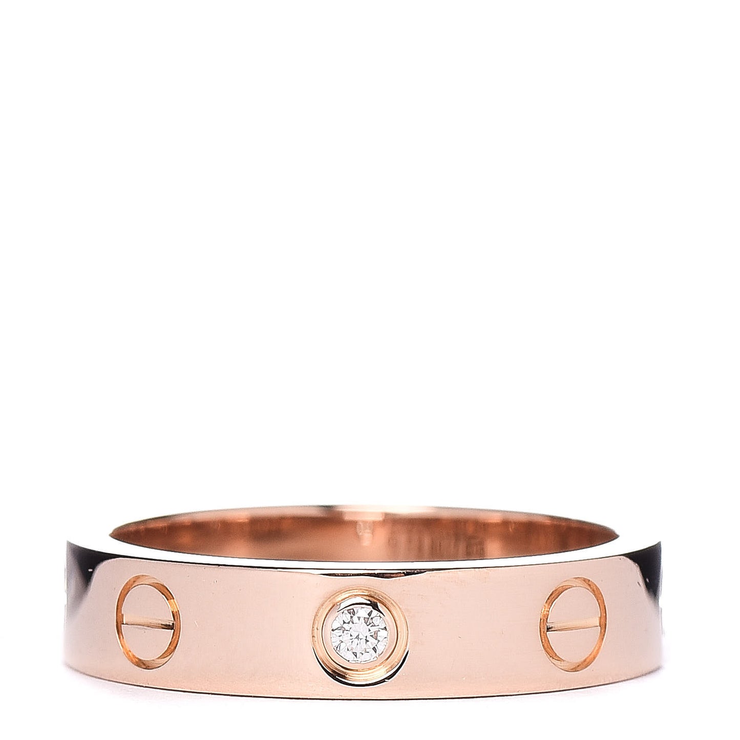 18K Pink Gold Diamond 4mm LOVE Wedding Band Ring 49 4.75