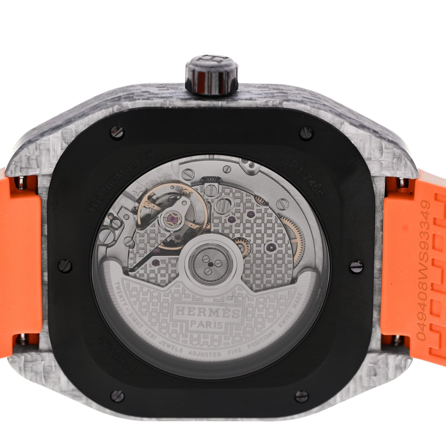 Hermes Glass Fiber Ceramic Rubber 39mm H08 Automatic Watch Orange 4 of 5