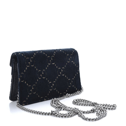 Gucci Velvet GG Monogram Super Mini Dionysus Shoulder Bag Blue Beige Black 4 of 18