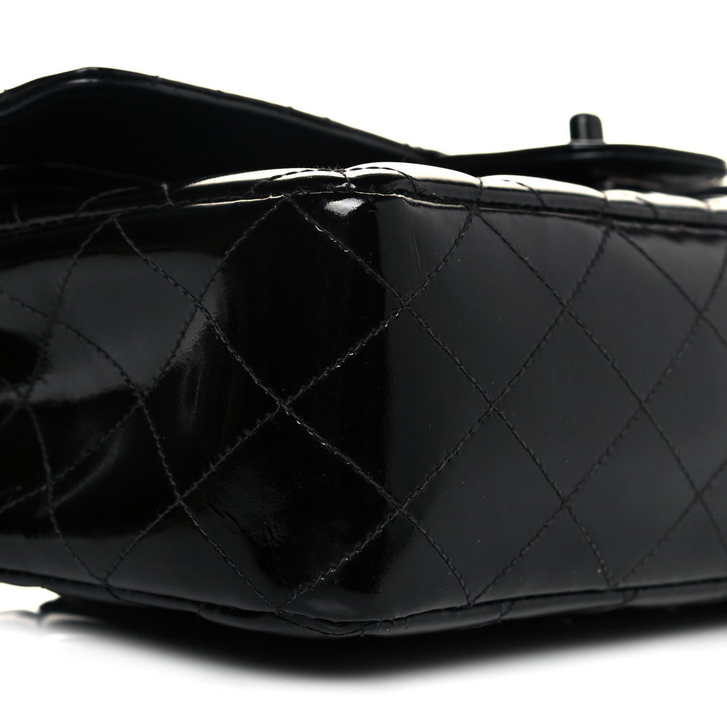 Patent Quilted Medium Double Flap So Black