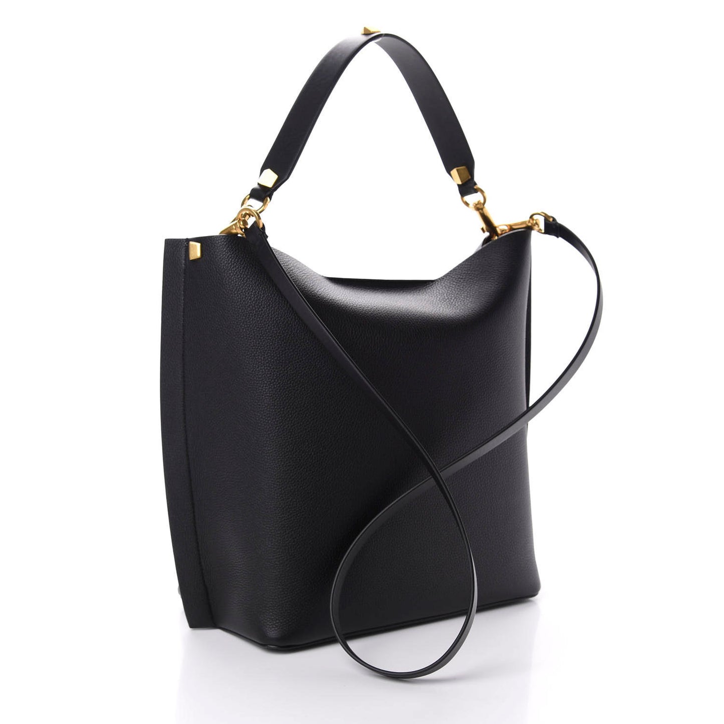 Grainy Calfskin Escape Hobo Bag Black