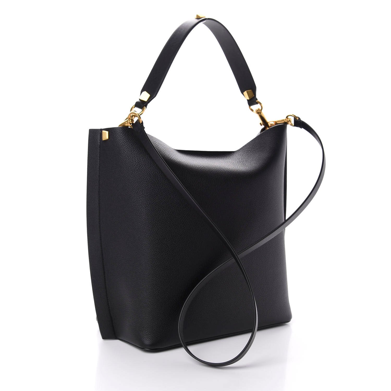 Valentino Garavani Grainy Calfskin Escape Hobo Bag Black 4 of 10