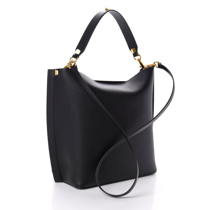 Valentino Garavani Grainy Calfskin Escape Hobo Bag Black 4 of 10