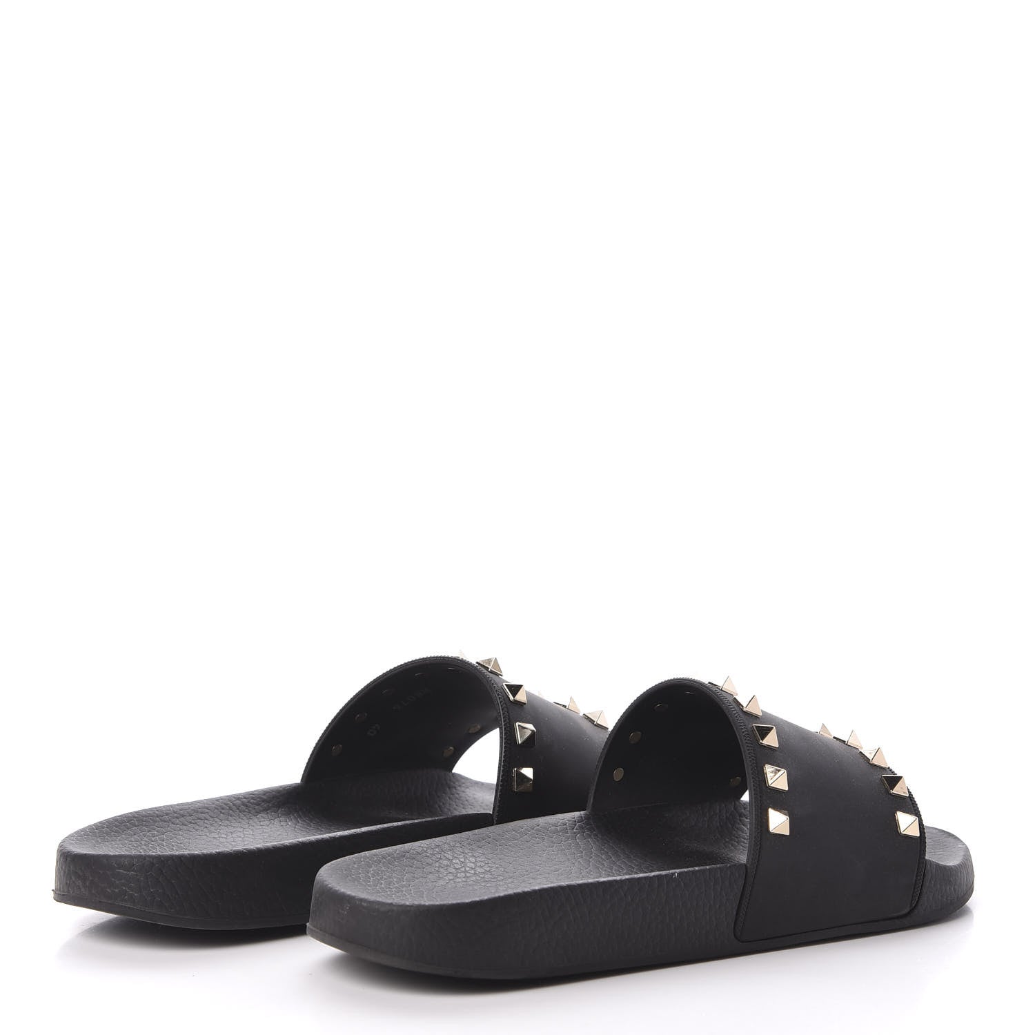 Valentino Garavani Rubber Rockstud Slide Sandals 40 Black 4 of 8