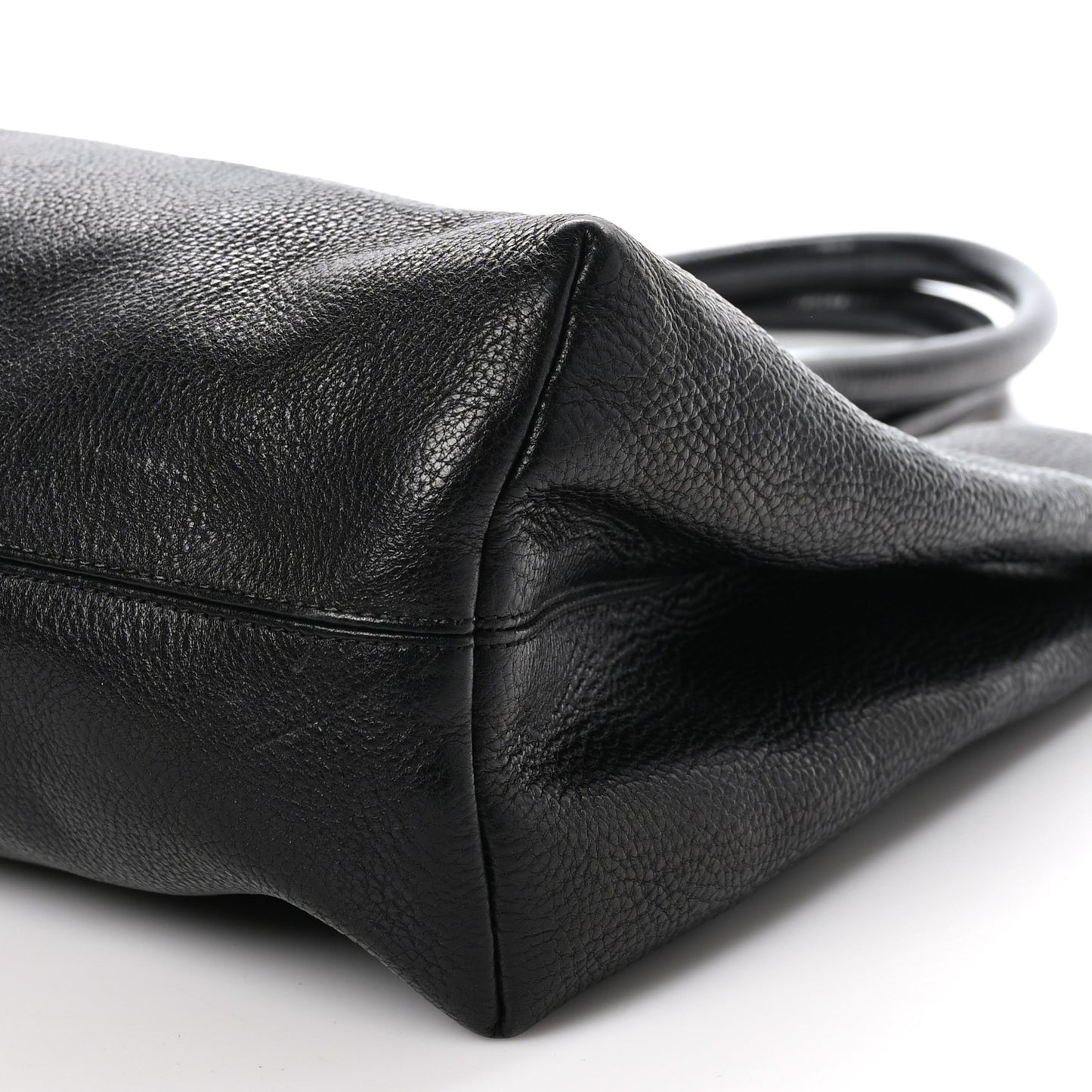 Grained Calfskin Fleur De Lis Tote Black