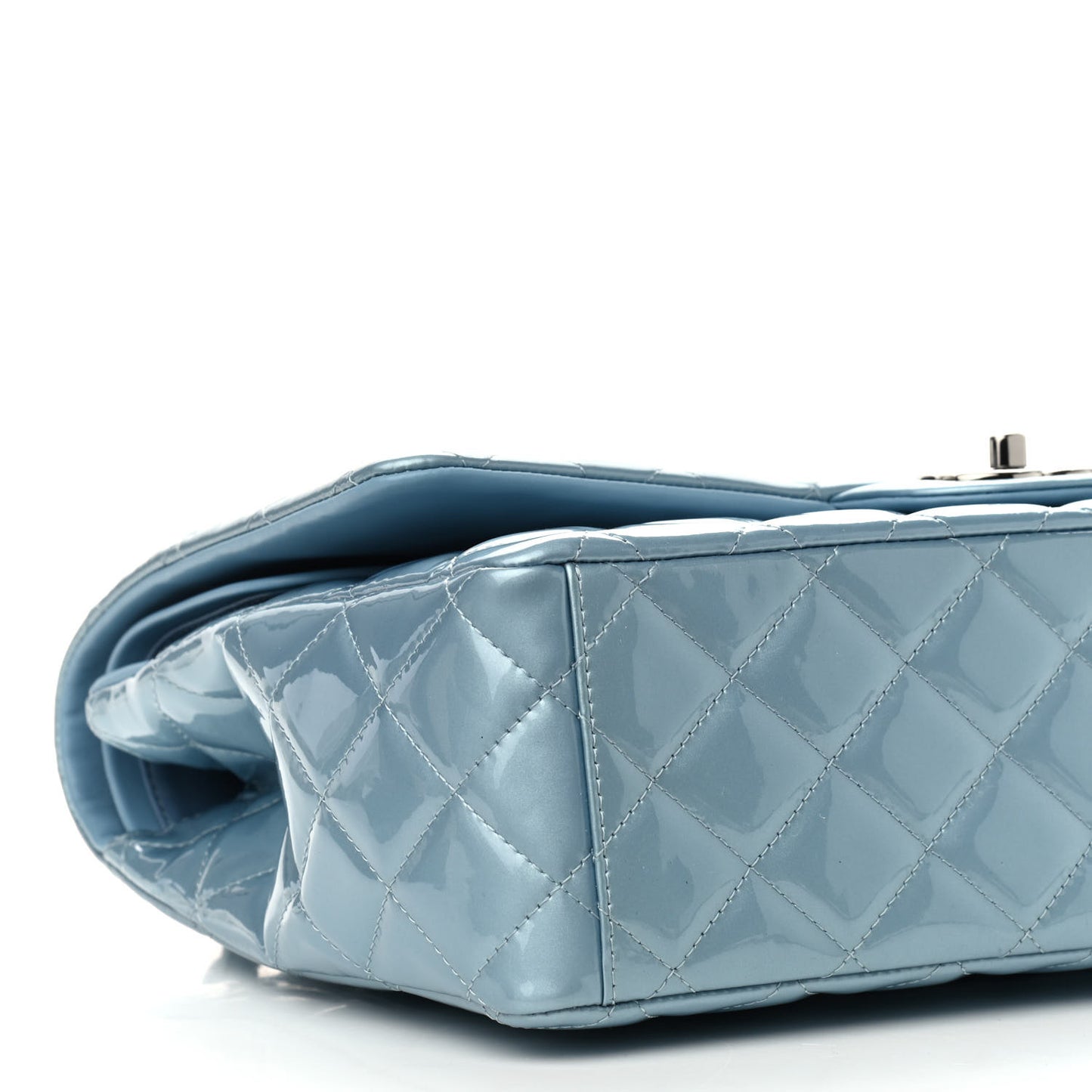 Patent Quilted Maxi Double Flap Light Blue