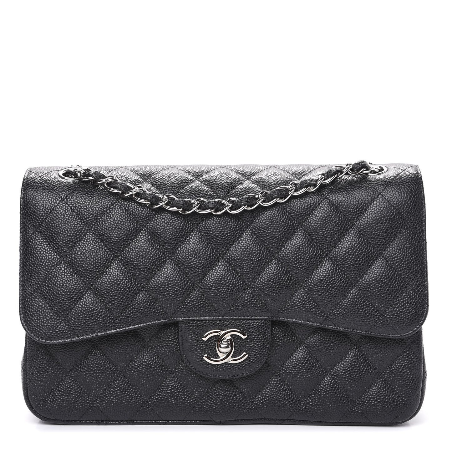 Caviar Quilted Jumbo Double Flap Black