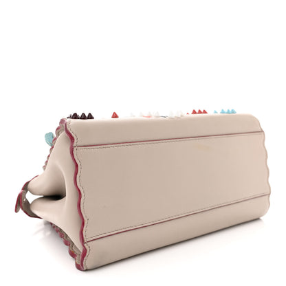 Fendi Nappa Embroidered Flower Scalloped Mini Peekaboo Iconic Satchel Grigio Polvere 4 of 20