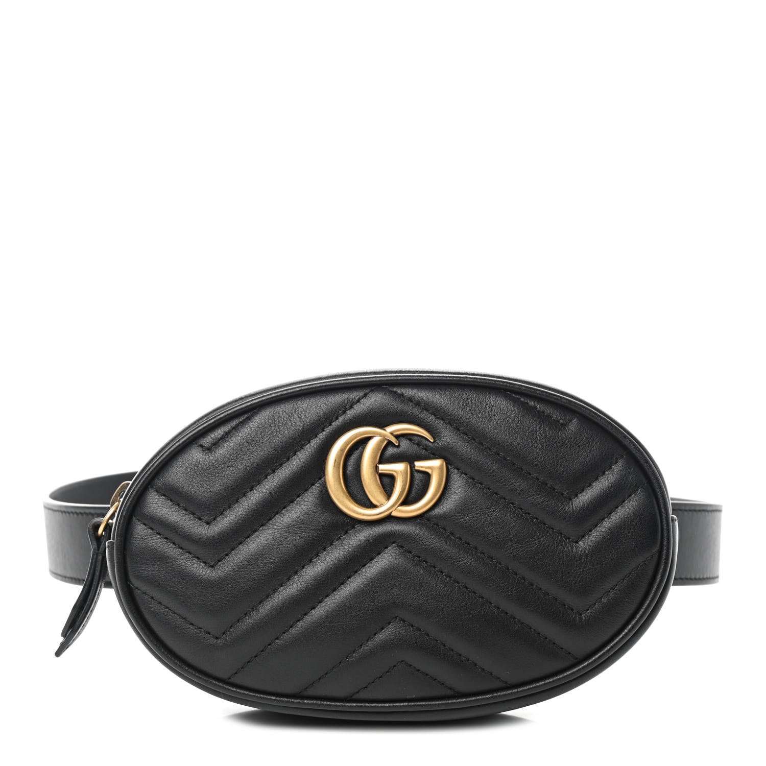 Gucci Calfskin Matelasse GG Marmont Belt Bag 75 30 Black 1 of 9