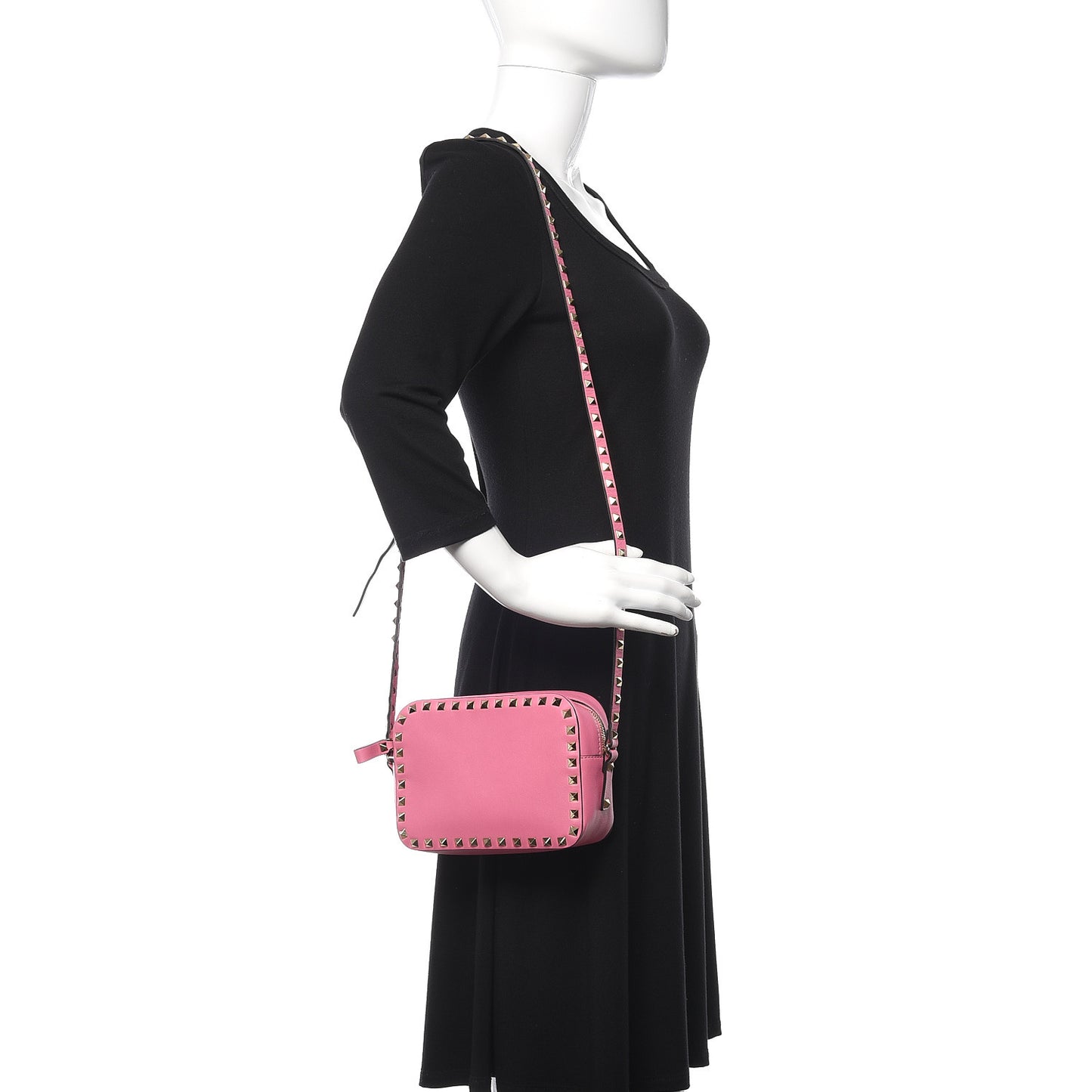 Calfskin Rockstud Camera Crossbody Bag Ninphea