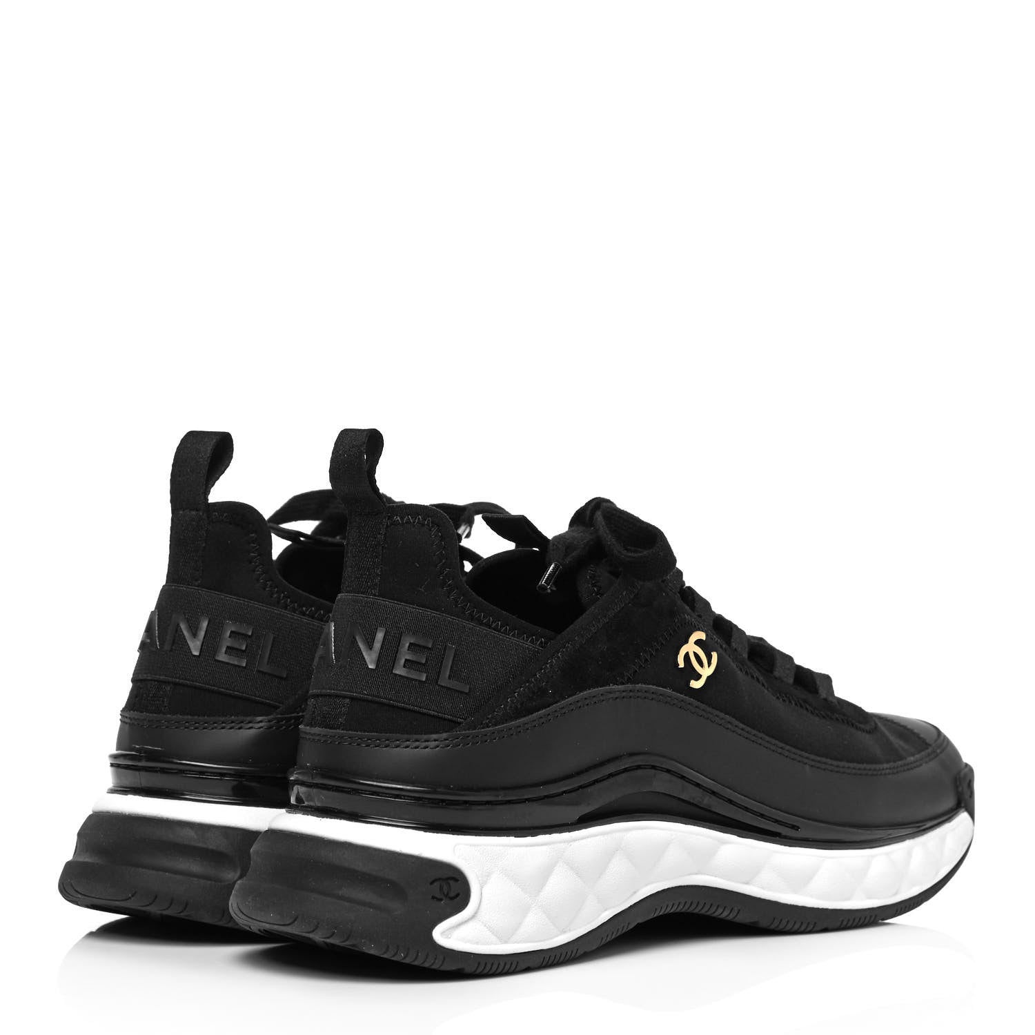 Chanel Velvet Calfskin Mixed Fibers CC Sneakers 39.5 Black 4 of 8