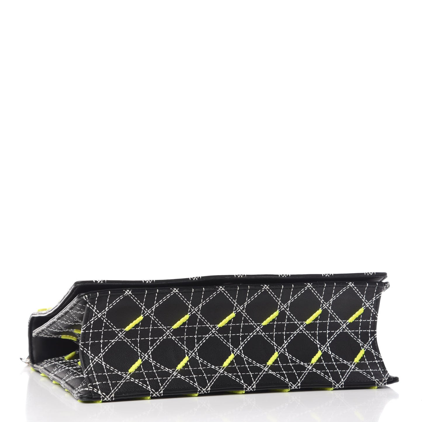 Calfskin Tufted Large Diorama Flap Bag Black Neon