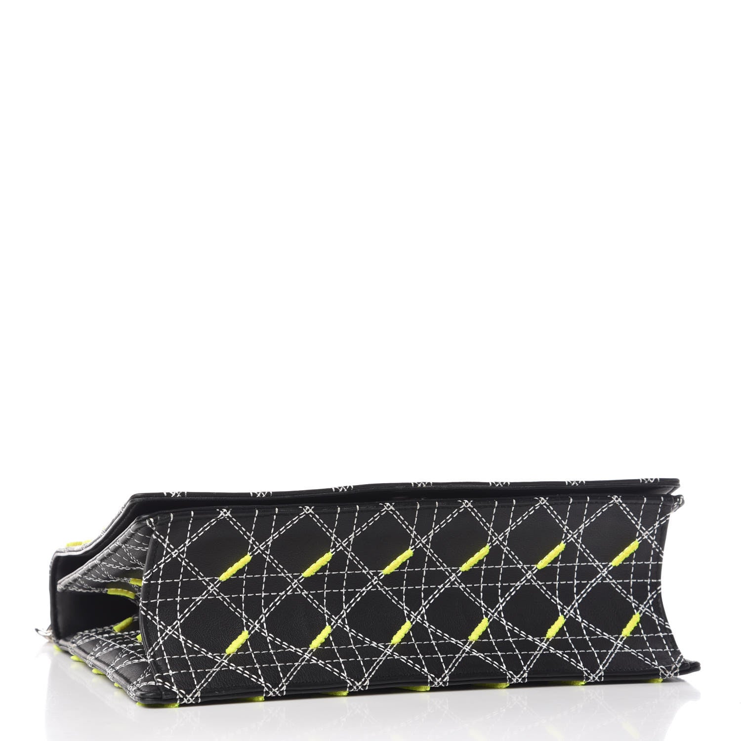 Christian Dior Calfskin Tufted Large Diorama Flap Bag Black Neon 4 of 9
