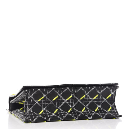 Christian Dior Calfskin Tufted Large Diorama Flap Bag Black Neon 4 of 9