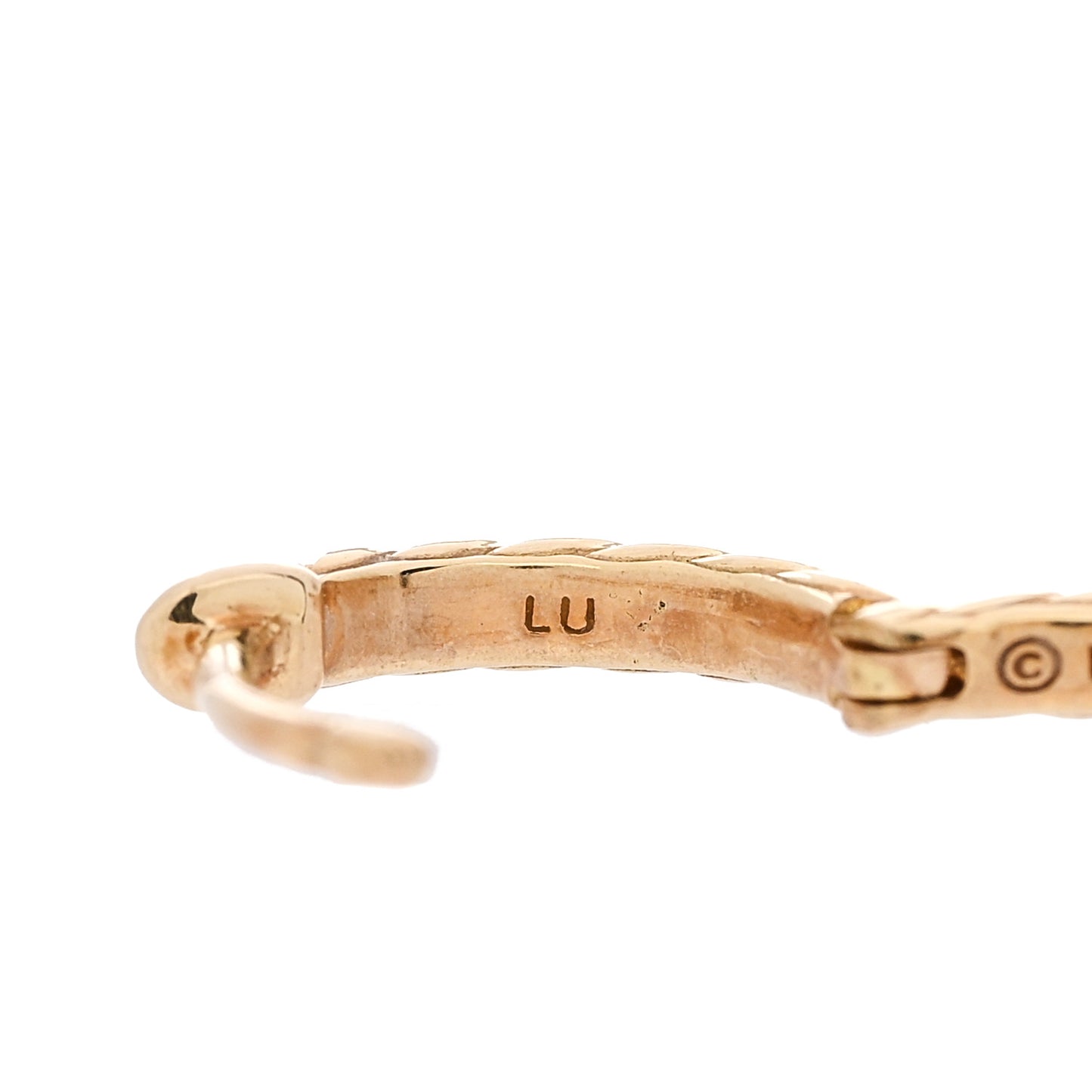 18K Yellow Gold Sculpted Cable Huggie Hoop Earrings