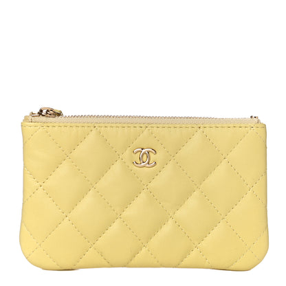 Chanel Lambskin Quilted Small Cosmetic Case Yellow 1 of 8