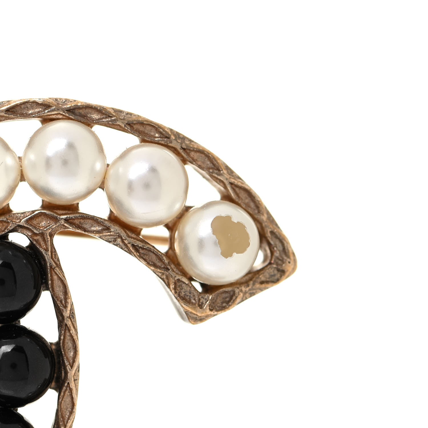 Chanel Pearl CC Brooch Gold Black 5 of 5