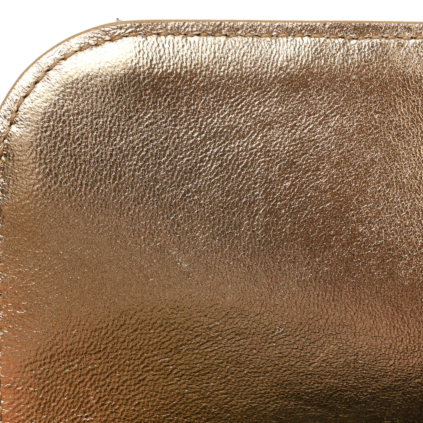 Hammered Metallic Calfskin Quilted Flap Gold